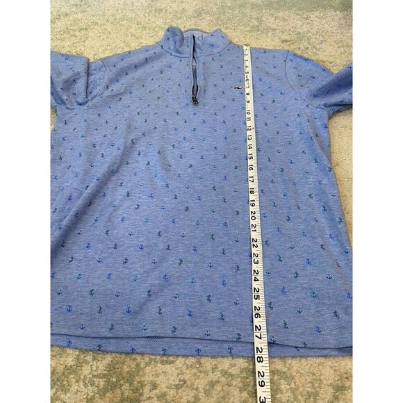 Vineyard Vines Half Zip Sweater Mens Medium Blue Pullover Whale Anchors Cotton - Picture 4 of 9